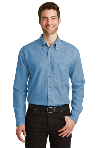 Port Authority� Adult Unisex 6.5-ounce, 100% cotton Long Sleeve Denim Dress Shirt